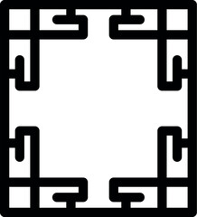 Poster - Black and white geometrical ornament with a square shape, ideal for concepts such as symmetry, decoration or repetition