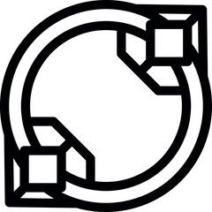 Poster - Bold black and white icon of a circular arrow looping around two hexagon cubes, symbolizing a continuous process