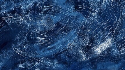 Poster - Textured elements, including stippling pattern in navy blue and some linear scribbles
