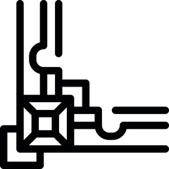 Poster - Simple bold outline icon representing a drainage system with pipes and a grate removing water