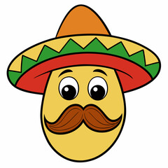 Sticker - Hand-Drawn Mexican Mustache on White Background