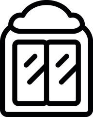 Poster - Simple black line illustration of a double window with snow on top