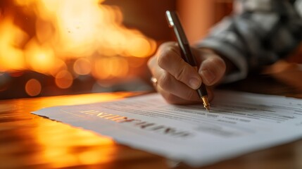 Poster - Close up of a hand signing a document in office financial