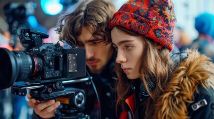 Poster - photographers on the creative process and detailed equipment in a studio