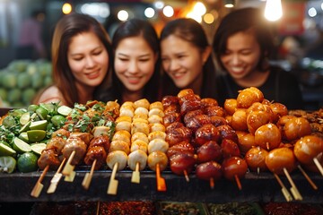 Wall Mural - tourist enjoy the night food market