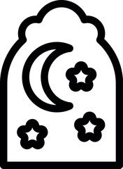 Poster - Simple vector icon of a crescent moon and stars in the night sky