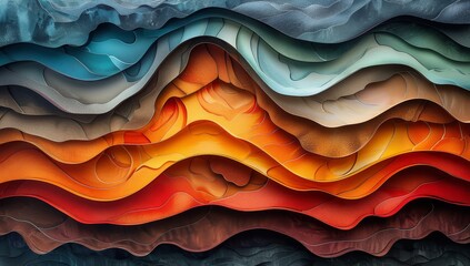 Wall Mural - Abstract background with colorful wood grain texture, detailed and layered paper cut art 