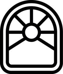 Poster - Architectural element, an arched window with circular detailing, allowing natural light and ventilation into the space