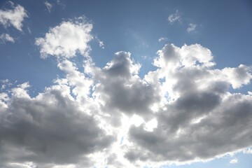 Sticker - Picturesque view of blue sky with fluffy clouds