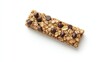 © Elmira - A perfectly centered chocolate chip peanut butter granola bar is showcased on a pristine white background, highlighting its texture and delicious toppings, ideal for snacking