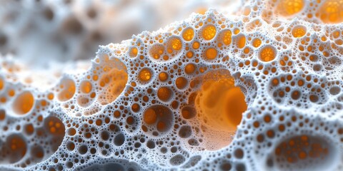 Canvas Print - Close-up of a Porous White Surface with Orange Holes