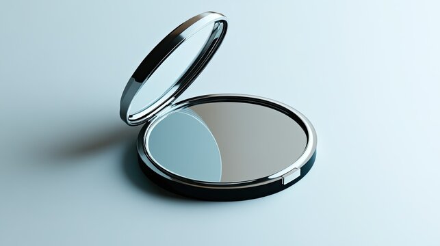 A sleek, minimalist icon of a compact mirror on a plain background, emphasizing simplicity and elegance.