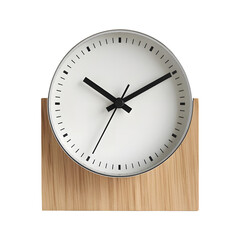 Minimalist Wall Clock on Wooden Surface cut out