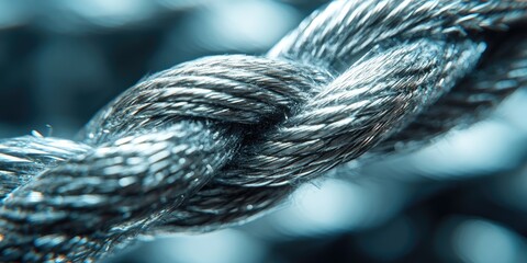 Poster - Close-Up of a Twisted Rope with a Blue Hue