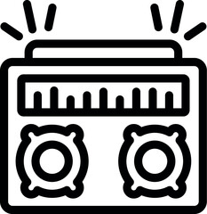 Poster - Boombox playing loud music with soundwaves, a music player icon