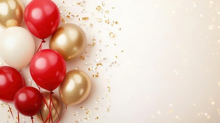 Background of Elegant golden and red anniversary balloons