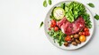 © Theeranan - Healthy and balanced meal with lean proteins on a plate, captured with a clean background and ample copy space.