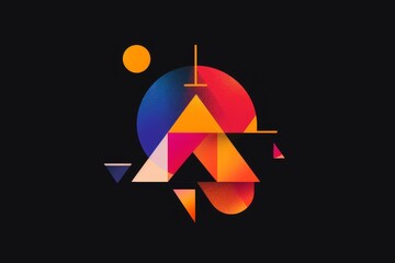 Aufkleber - colorful abstract logo with triangle and sun, company logo designed with geometric shapes and bold colors