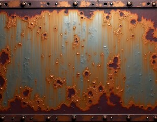 Wall Mural - rusted metal background featuring patches of oxidation create with ai