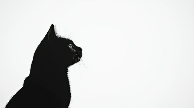 Simple black cat silhouette on a white background, emphasizing the minimalist and timeless design.