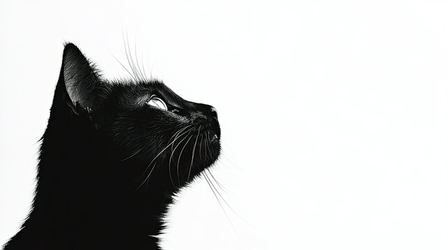 Simple black cat silhouette on a white background, emphasizing the minimalist and timeless design.