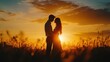 © Lamina - A couple sharing a romantic moment during a sunset in a field.