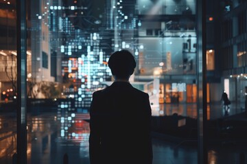 Leinwandbilder - city with lots of lights and buildings, digital revolution sparks innovation in business strategies