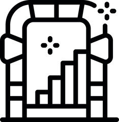 Poster - Linear illustration of a businessman climbing stairs to success passing through a magic portal