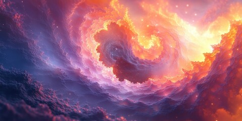 Poster - Abstract swirling clouds with fiery center