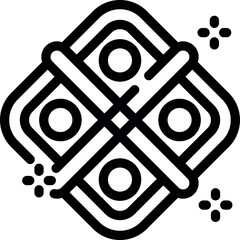 Poster - black outline icon of a dishwasher tablet with four compartments, promising sparkling clean dishes