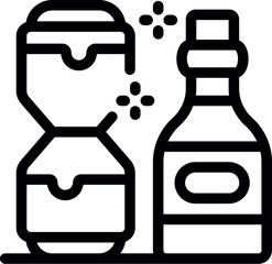 Poster - beer pong game with cup and bottle of alcohol icon vector outline