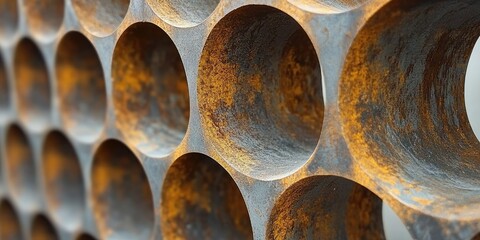 Poster - Close-up of Rusted Metal with Circular Cutouts