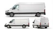 © irenastar - Delivery van isolated on white background mockup template. Copy space. View from side and back.