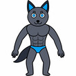 © design master - Full-Body Wolf with Human Features Vector Design art vector illustration