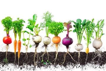 Poster - Freshly picked vegetables including carrots and radishes in a colorful display