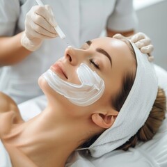 woman receives facial treatment at a beauty salon