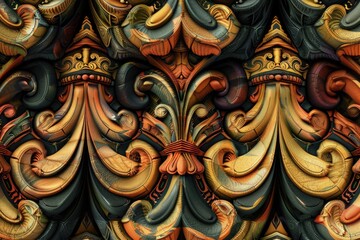 Aufkleber - A close-up shot of a wall featuring multiple designs, textures and patterns
