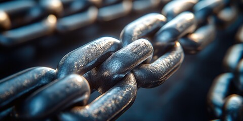 Poster - Close-Up of a Shiny Metal Chain