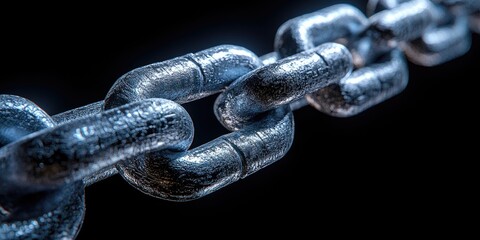 Poster - Close-up of a Metallic Chain Interlocking Links