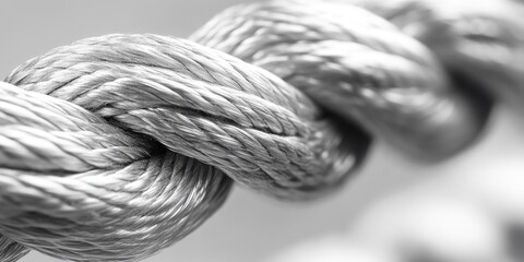 Poster - Close-up of a Twisted Silver Rope