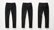 © Phatharaporn - Black Formal Trousers Mockup - Front, Back and Side Views.