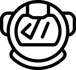 Poster - Simple line drawing of an astronaut helmet with programming brackets reflecting in the visor