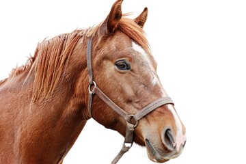Aufkleber - A close-up of a brown horse wearing a bridle on its head, suitable for equestrian-themed images or equine-related content