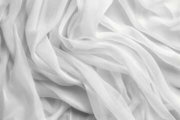 Poster - Close-up shot of white fabric texture in black and white