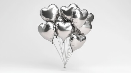 silver heart balloons.