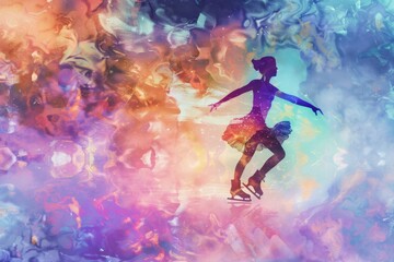 Wall Mural - A person performing a trick on a skateboard, caught in mid-flight