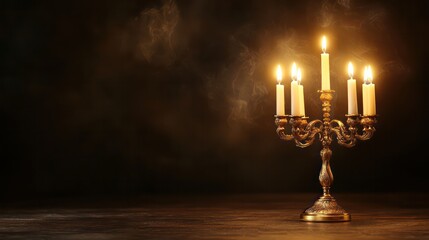 Poster - A candle holder with five candles is lit