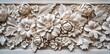 © DZMITRY - Intricate stucco relief with floral designs in classical style, plaster, poppy flowers, texture, stucco, relief, floral design
