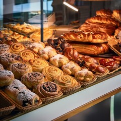 Wall Mural - Classic Danish treats on display at a bakery in the capital city.