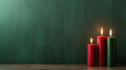 Poster - Three candles are lit on a green background